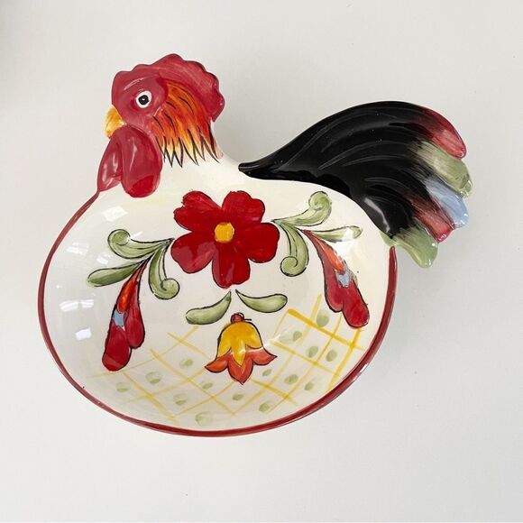 Hand Painted Orange Talevera Rooster plates - Picture 2 of 4